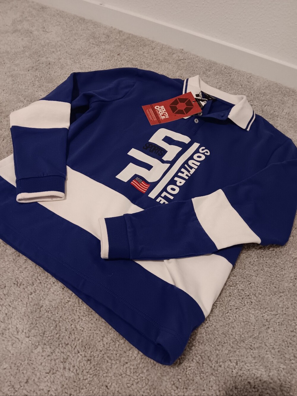 Southpole Blue and White Rugby Polo Shirt with Tag
